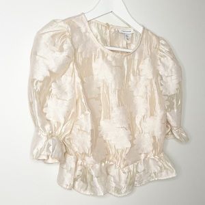 TopShop champagne color shiny organza styled crop top SZ 4 NWT